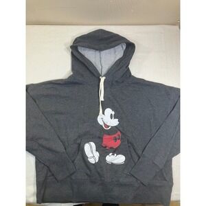 Gap Disney Mickey Mouse Hoodie Charcoal Gray Boxy Pullover Sweatshirt Large